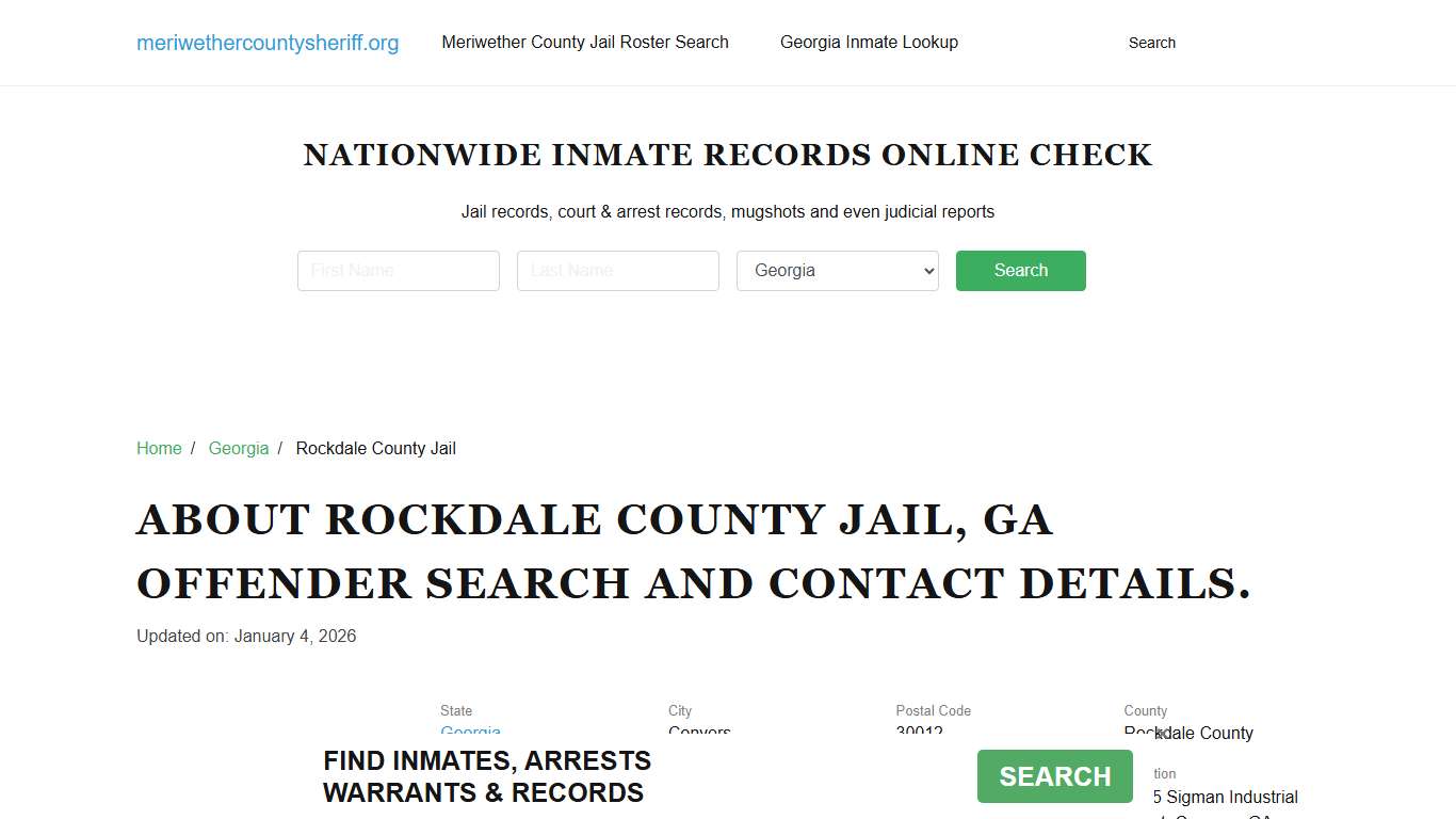 Rockdale County Jail, GA Offender Search, Contacts.